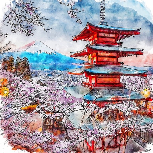 Tablou 50x50 cm Chureito Pagoda – Fedkolor