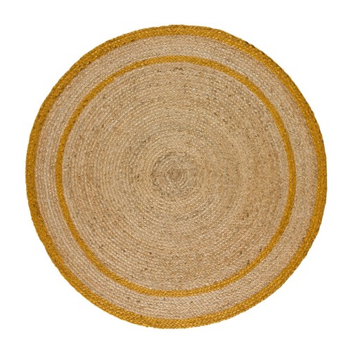 Covor galben muștar-natural rotund ø 90 cm Mahon – Universal