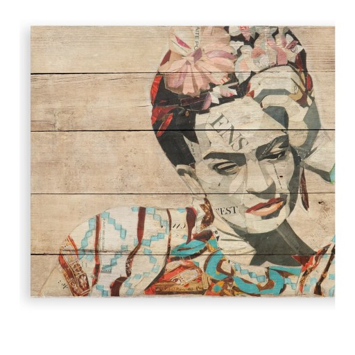 Tablou din lemn de pin Madre Selva Collage of Frida, 40 x 60 cm