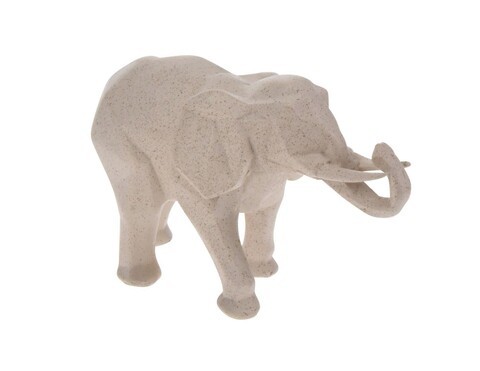 Decoratiune Elephant Geometric, 25x9x15 cm, polistone, crem