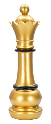 Statueta decorativa / Piesa de sah Regina, Gold Queen, Mauro Ferretti, Ø15 x 50 cm, polirasina, auriu/negru