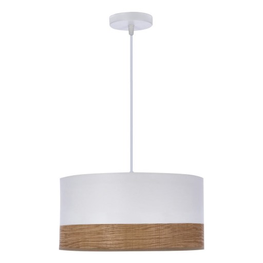 Lustră albă cu furnir și abajur textil ø 30 cm Bianco – Candellux Lighting