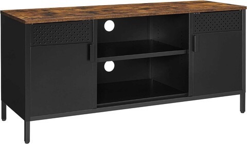 Comoda TV Industrial, Vasagle, 120 x 40 x 55 cm, PAL/otel, negru