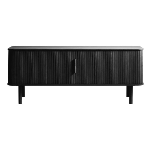 Masă TV neagră cu aspect de lemn de stejar 160x56 cm Cavo – Unique Furniture