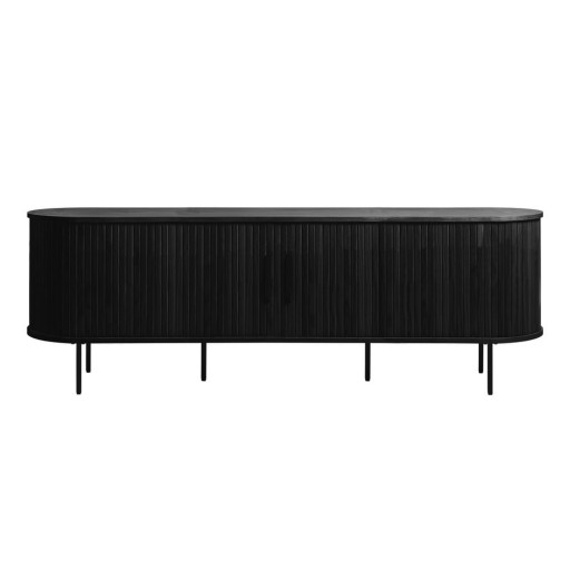 Comodă TV neagră cu aspect de lemn de stejar 56x180 cm Nola – Unique Furniture