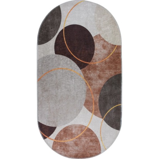 Covor maro-crem lavabil 60x100 cm Oval – Vitaus