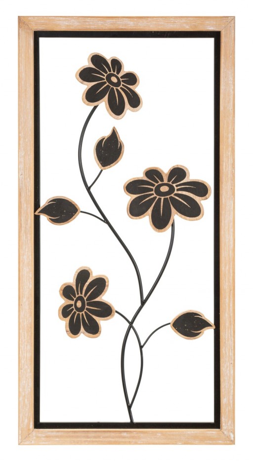 Decoratiune de perete Girish -B, Mauro Ferretti, 30 x 60 cm, fier/MDF, maro/negru