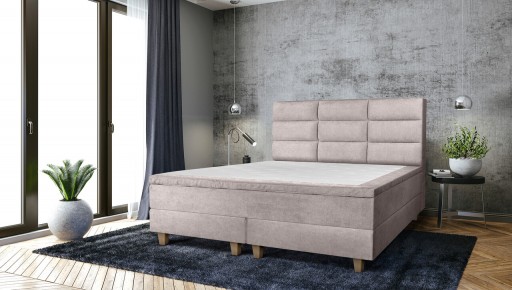 Pat matrimonial, Stockholm, Harmony E, 180x200 cm, saltea tip Pocket, topper memory, Taupe