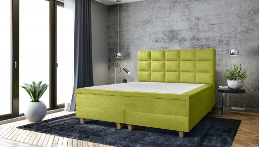 Pat matrimonial, Stockholm, Cubic E, 180x200 cm, saltea tip Pocket, topper memory, Verde