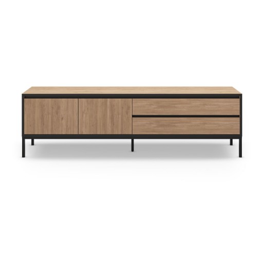 Masă TV în culoare naturală cu aspect de lemn de stejar 180x55 cm Lorenza – Marckeric