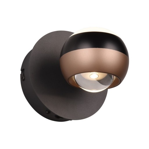 Aplică de perete negru-arămiu LED ø 10 cm Orbit – Trio Select