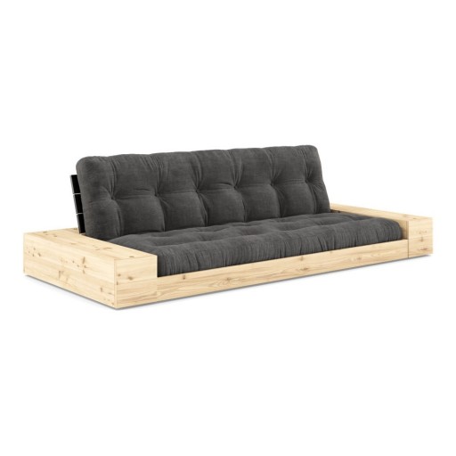 Canapea negru-gri antracit extensibilă cu tapițerie din catifea reiată 244 cm Base – Karup Design