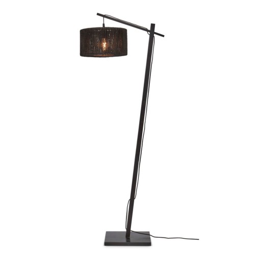 Lampadar negru cu abajur din iută (înălțime 150 cm) Iguazu – Good&Mojo