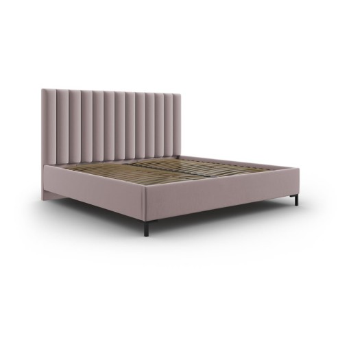 Pat matrimonial roz deschis tapițat cu spațiu de depozitare și somieră 180x200 cm Casey – Mazzini Beds