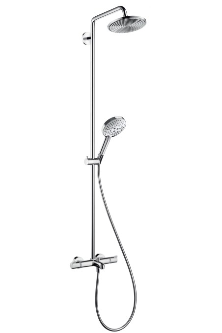 Showerpipe Hansgrohe Raindance Select S 240 cu baterie cada Ecostat Comfort si set dus cu 3 tipuri de jet