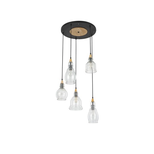 Suspensie Ideal Lux Gretel SP5 5x60W 50x55-132.5cm negru