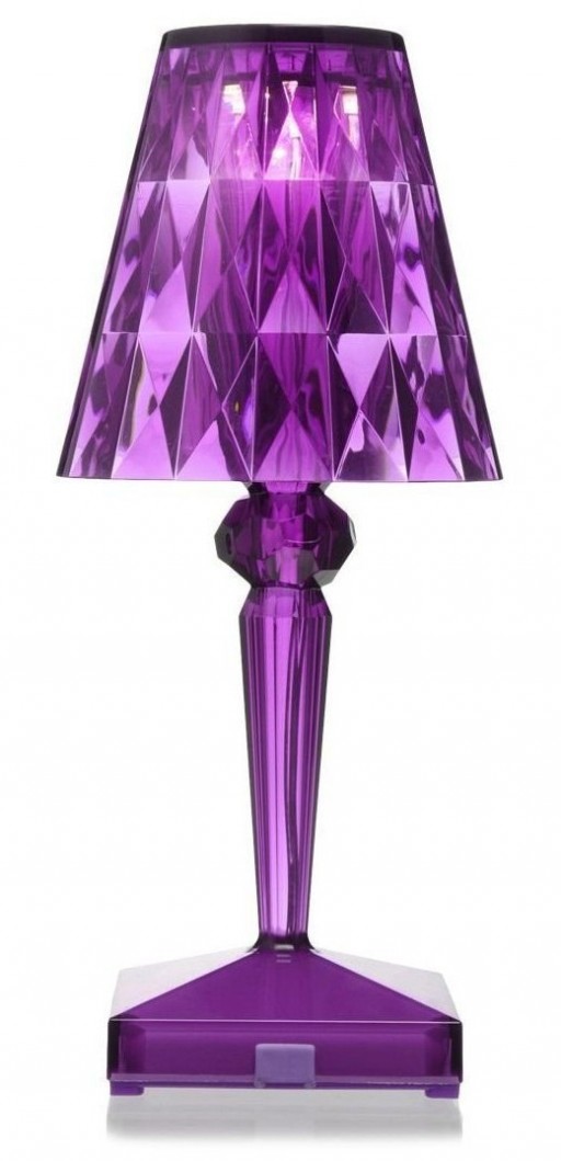 Veioza Kartell Battery design Ferruccio Laviani LED 0.8W h22cm violet pruna transparent