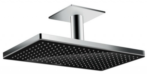 Palarie de dus Hansgrohe Rainmaker Select 460 negru-crom si brat de tavan 100mm necesita set de baza