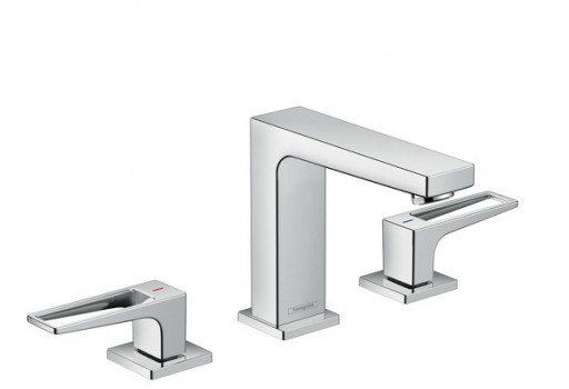 Baterie lavoar Hansgrohe Metropol 110 din 3 elemente ventil push-open cu levier decupat