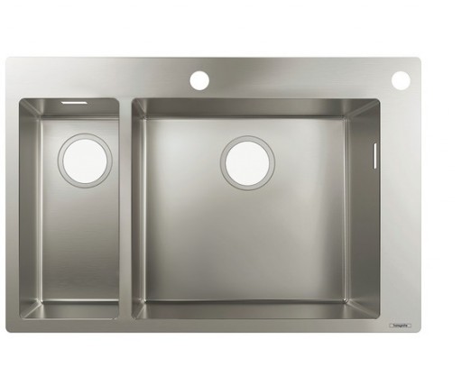 Chiuveta bucatarie Hansgrohe S712-F655 755x500mm cuva mare dreapta orificiu buton control inox