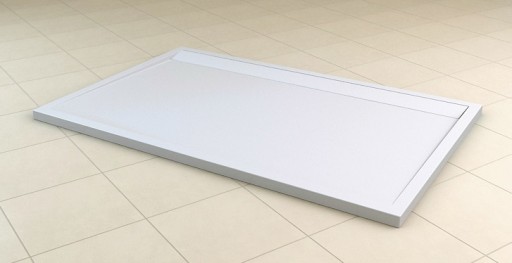 Cadita de dus dreptunghiulara SanSwiss ILA WIA 80x90cm slim marmura sintetica alb