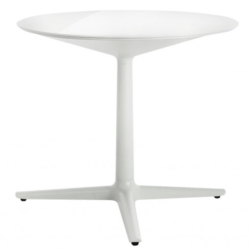 Masa rotunda Kartell Multiplo design Antonio Citterio d78cm h74cm blat sticla alb