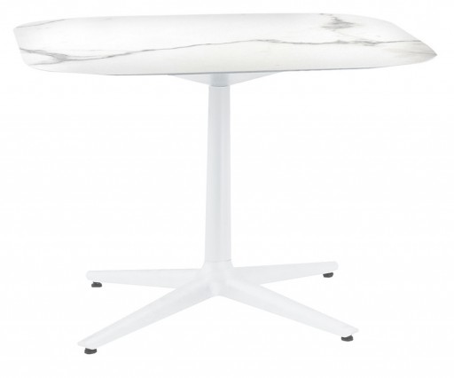 Masa Kartell Multiplo design Antonio Citterio 99x99cm h74cm blat cu finisaj marmura alb