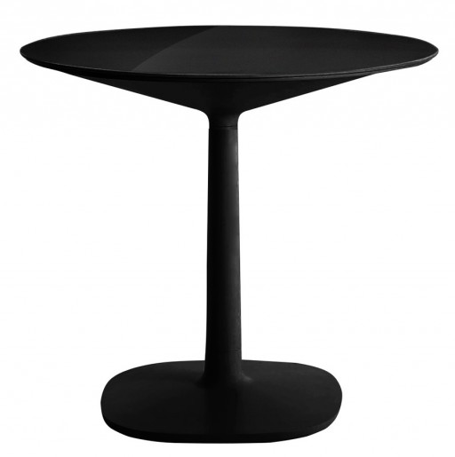 Masa rotunda Kartell Multiplo design Antonio Citterio d78cm h74cm baza patrata blat sticla negru