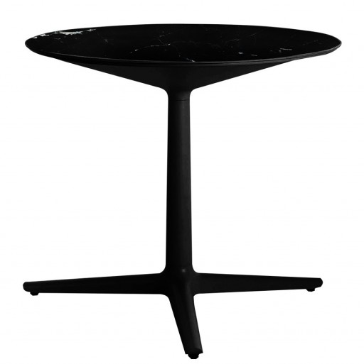 Masa rotunda Kartell Multiplo design Antonio Citterio d78cm h74cm blat cu finisaj marmura negru