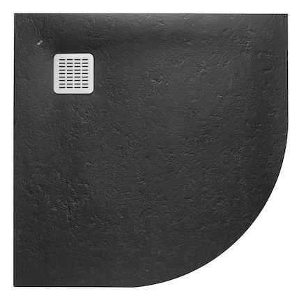 Cadita de dus semirotunda Roca Terran Corner 90x90cm Superslim Stonex negru