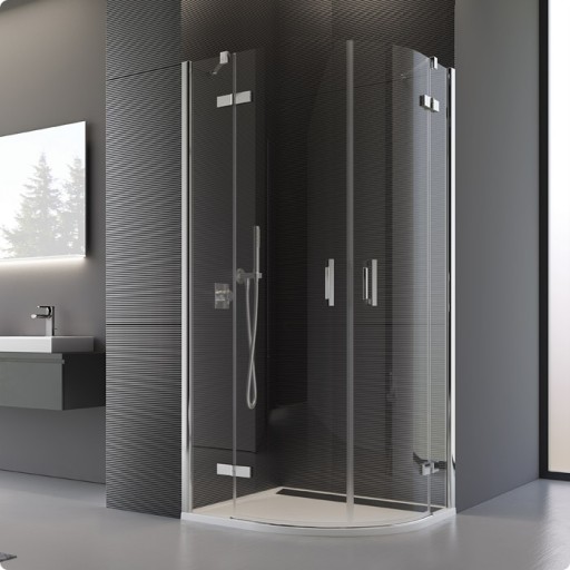 Cabina de dus semirotunda Sanswiss Pur Aquaperle 90x90cm sticla securizata transparenta 8mm profil crom