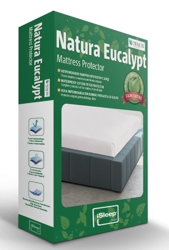 Protectie saltea iSleep Natura Eucalypt 90x200cm impermeabila