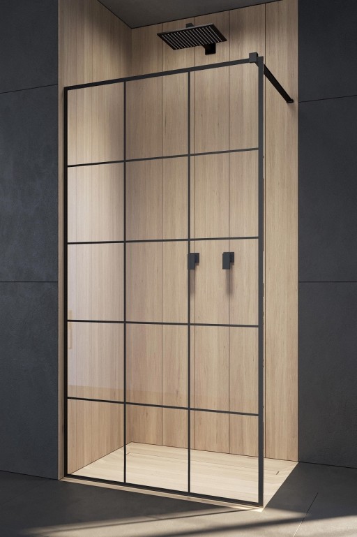 Cabina de dus tip Walk-in Radaway Modo II Black Factory 85cm