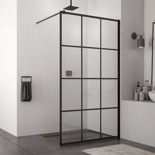 Cabina de dus Walk-In SanSwiss Easy STR4P 120 cm sticla securizata Loft 75 8 mm profil negru mat