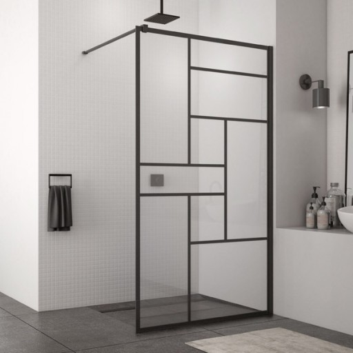 Cabina de dus Walk-In SanSwiss Easy STR4P 80 cm sticla securizata Loft 73 8 mm profil negru mat