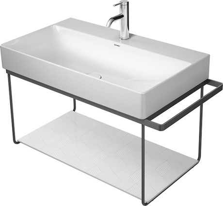 Consola metalica suspendata pentru lavoar Duravit DuraSquare 865x451mm cu port-prosop reversibil fara raft negru mat