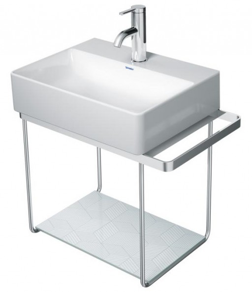 Consola metalica suspendata pentru lavoar Duravit DuraSquare 516x333mm cu port-prosop reversibil fara raft crom