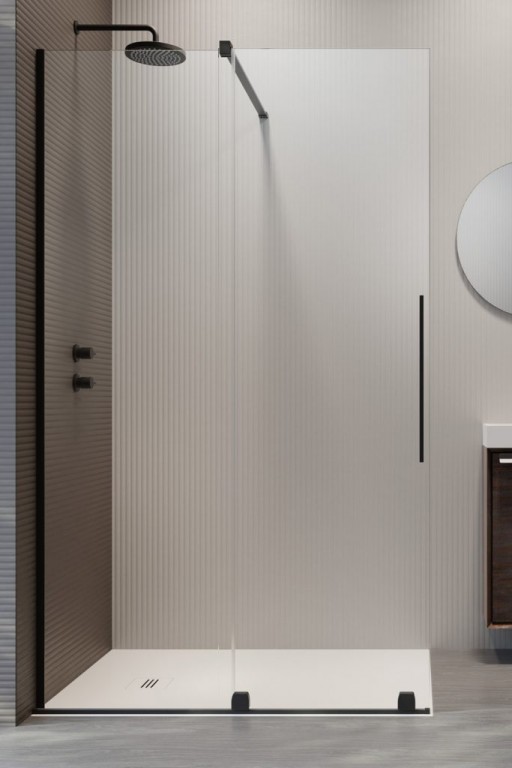 Cabina de dus tip Walk-in Radaway Furo Black 120 cm orientare stanga