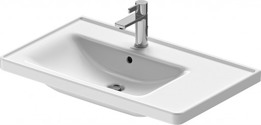 Lavoar asimetric Duravit D-Neo 80cm montare pe mobilier orientare stanga alb