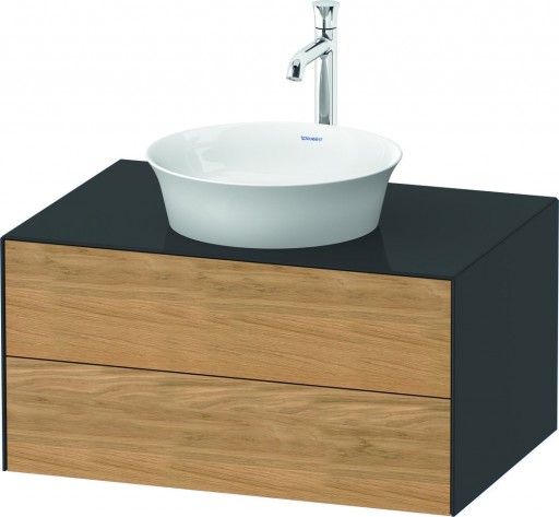 Dulap baza Duravit White Tulip cu 2 sertare pentru lavoar tip bol 80cm Natural Oak Solid