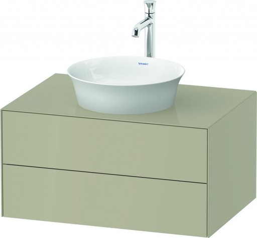 Dulap baza Duravit White Tulip cu 2 sertare pentru lavoar tip bol 80cm Taupe High Gloss