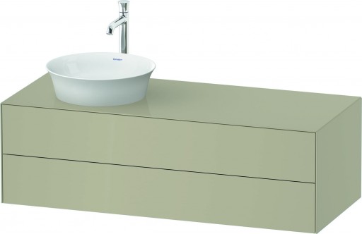 Dulap baza Duravit White Tulip cu 2 sertare pentru lavoar tip bol 130cm Taupe High Gloss