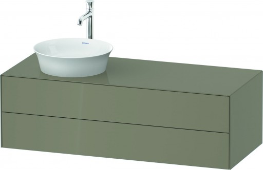 Dulap baza Duravit White Tulip cu 2 sertare pentru lavoar tip bol 130cm Stone Grey High Gloss