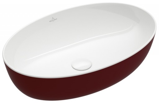 Lavoar tip bol Villeroy & Boch Artis 61x41cm fara orificiu baterie fara preaplin montare pe blat Bordeaux