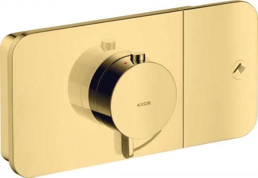 Baterie dus termostatata Hansgrohe Axor ONE cu 1 functie montaj incastrat necesita corp ingropat gold optic lustruit