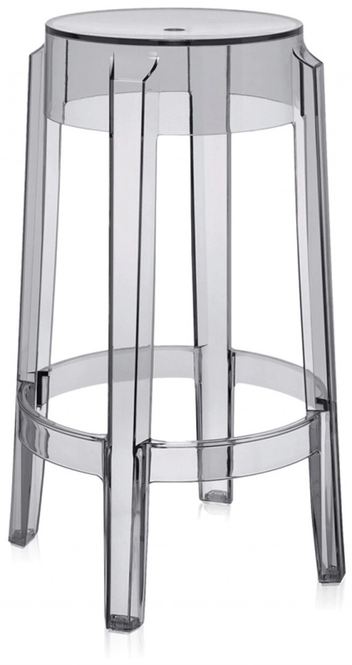 Set 2 scaune Kartell Charles Ghost 2005 design Philippe Starck h65cm gri transparent