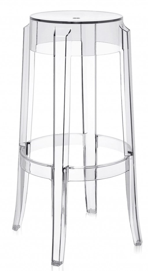 Set 2 scaune bar Kartell Charles Ghost 2005 design Philippe Starck h75cm  transparent