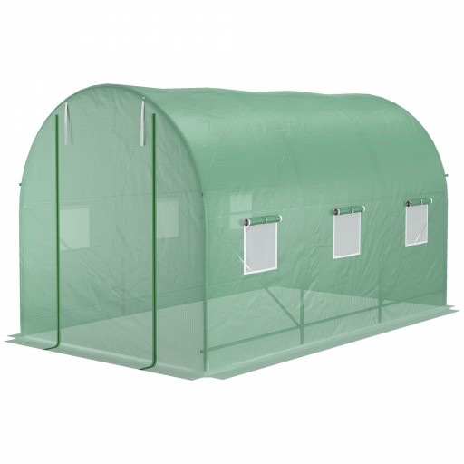 Outsunny Seră de Grădină cu Acoperiș Rotunjit 3.5x2x2 m, Verde | Aosom Romania