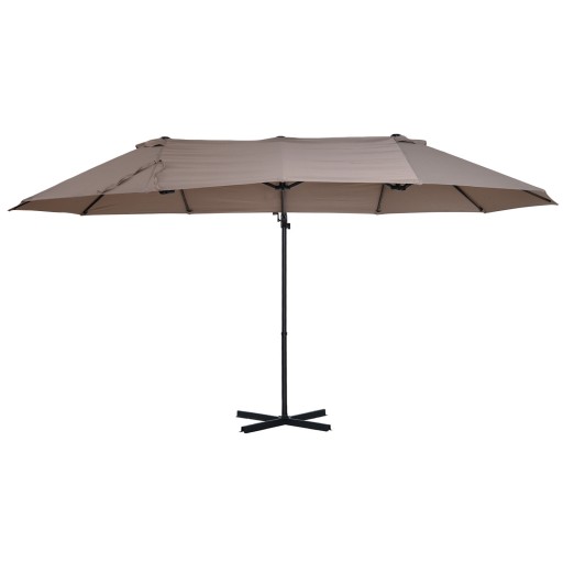 Outsunny Umbrelă Dublă de Soare, Poliester Anti-UV și Impermeabil, 270x460x250 cm, Design Elegant, Maro | Aosom Romania