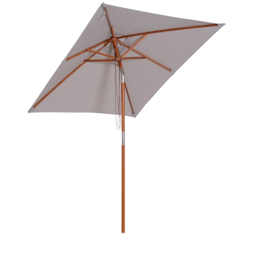 Outsunny Umbrelă de Soare Reglabilă pentru Grădină, Cadru din Lemn, 2x1.5m, Gri | Aosom Romania